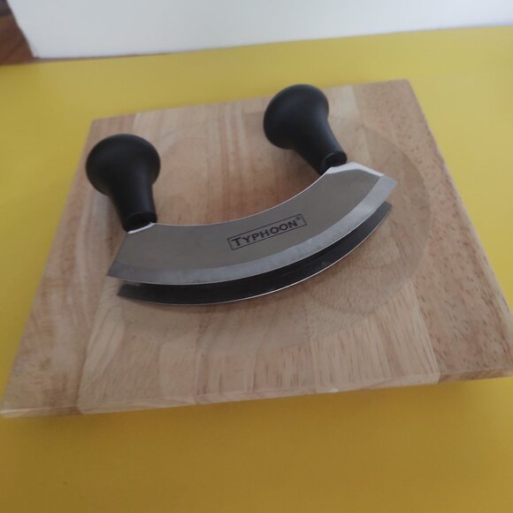 Typhoon Two Handle Double Stainless Steel Blade Herb Cutter wood cutting board - Picture 6 of 7